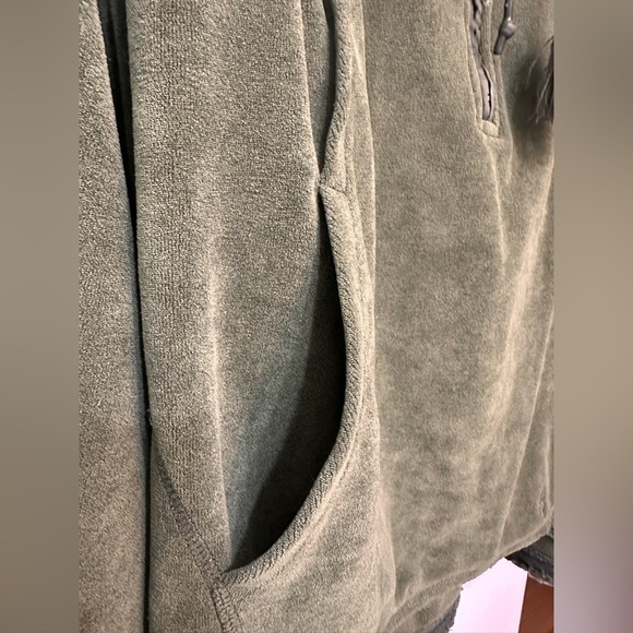 Free People Movement Let It Go Green Hoodie Velour Cropped Oversized zip - Picture 5 of 7
